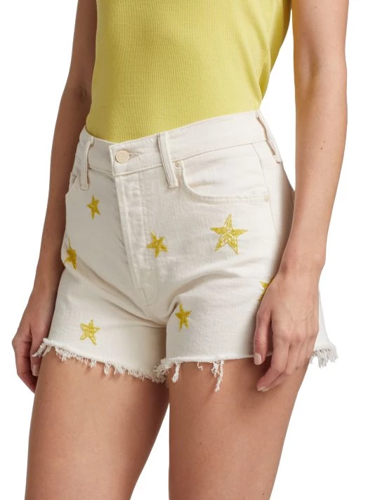 Mother The Tomcat Kick Fray Embroidered Stretch Cut-Off Jean Shorts 6 Mother The Tomcat Kick Fray Embroidered Stretch Cut-Off Jean Shorts - Image 4