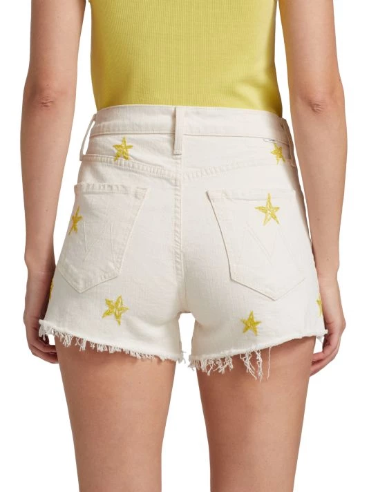Mother The Tomcat Kick Fray Embroidered Stretch Cut-Off Jean Shorts 7 Mother The Tomcat Kick Fray Embroidered Stretch Cut-Off Jean Shorts - Image 5