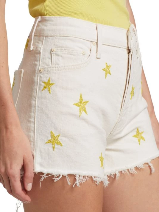 Mother The Tomcat Kick Fray Embroidered Stretch Cut-Off Jean Shorts 8 Mother The Tomcat Kick Fray Embroidered Stretch Cut-Off Jean Shorts - Image 6