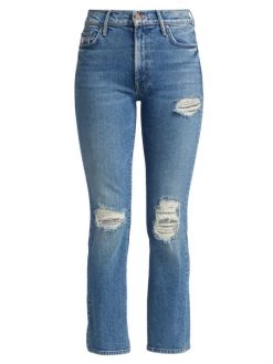 Mother The Insider Distressed Ankle-Crop Jeans
