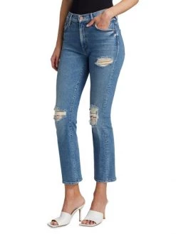 Mother The Insider Distressed Ankle-Crop Jeans -Cheap Mother And Heron Store unnamed file 1051