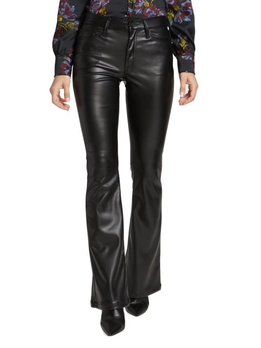 Mother The Weekender Mid-Rise Faux-Leather Flare Jeans 5 Mother The Weekender Mid-Rise Faux-Leather Flare Jeans - Image 3