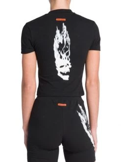 Heron Preston Flaming Skull Graphic T-Shirt -Cheap Mother And Heron Store unnamed file 1282