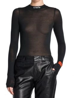 Heron Preston Semi-Sheer Long-Sleeve Bodysuit -Cheap Mother And Heron Store unnamed file 1411
