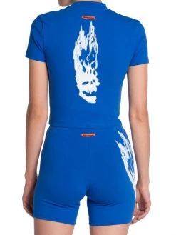 Heron Preston Cropped Flaming Skull Graphic T-Shirt -Cheap Mother And Heron Store unnamed file 1426