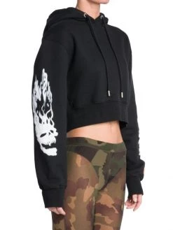 Heron Preston Cropped Flaming Skull Hoodie -Cheap Mother And Heron Store unnamed file 1443