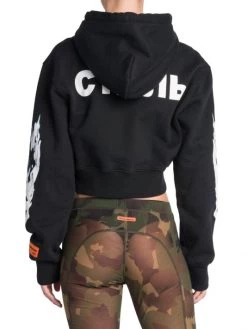 Heron Preston Cropped Flaming Skull Hoodie -Cheap Mother And Heron Store unnamed file 1444