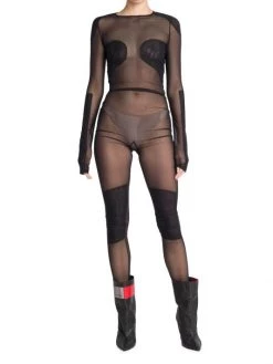 Heron Preston Long-Sleeve Sheer Mesh Jumpsuit -Cheap Mother And Heron Store unnamed file 1576