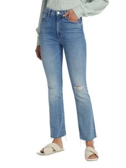 Mother The Hustler High-Rise Ankle Flare Stretch Fray Jeans -Cheap Mother And Heron Store unnamed file 186