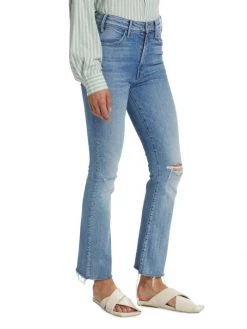 Mother The Hustler High-Rise Ankle Flare Stretch Fray Jeans -Cheap Mother And Heron Store unnamed file 187