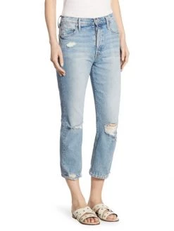 Mother The Tomcat High-Rise Distressed Stretch Straight-Leg Jeans -Cheap Mother And Heron Store unnamed file 3