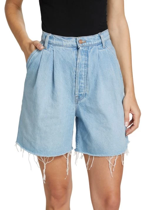 Mother Double-Pleated Denim Shorts 5 Mother Double-Pleated Denim Shorts - Image 3