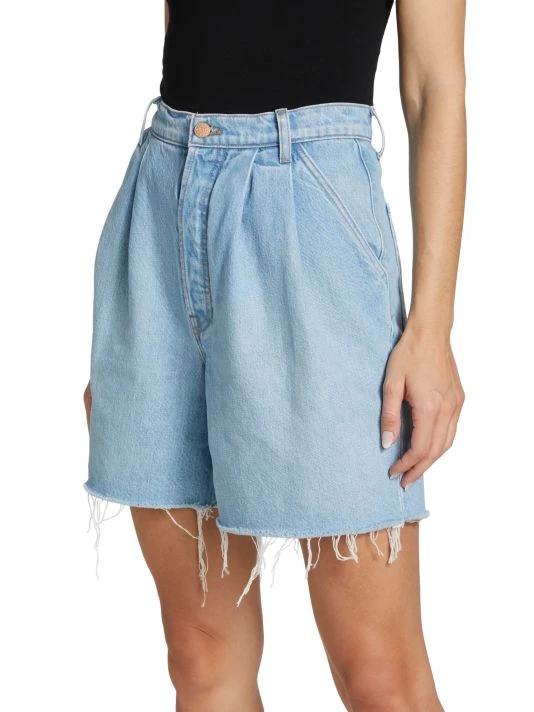 Mother Double-Pleated Denim Shorts 6 Mother Double-Pleated Denim Shorts - Image 4