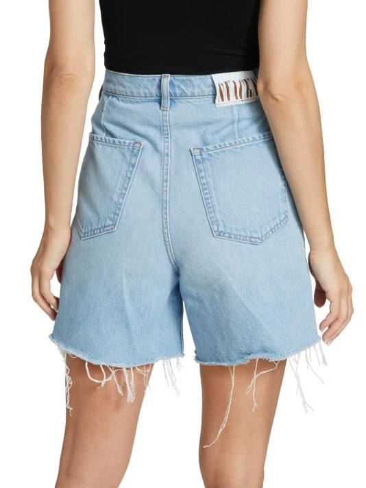 Mother Double-Pleated Denim Shorts 7 Mother Double-Pleated Denim Shorts - Image 5