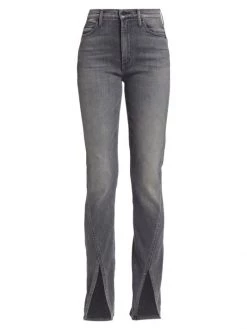 Mother The Rascal Split-Hem High-Rise Straight-Leg Jeans