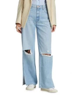 Mother Fun Dip Puddle Slice High-Rise Distressed Wide Jeans -Cheap Mother And Heron Store unnamed file 461