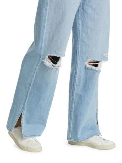 Mother Fun Dip Puddle Slice High-Rise Distressed Wide Jeans -Cheap Mother And Heron Store unnamed file 464