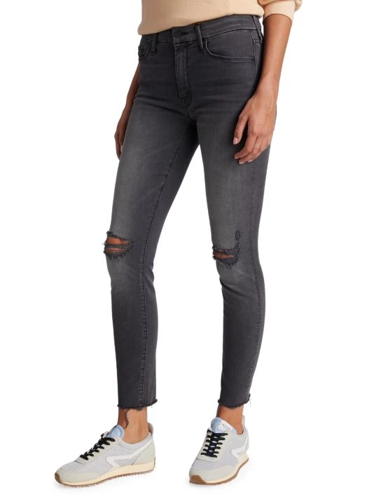 Mother Looker Distressed Stretch Skinny Crop Jeans 6 Mother Looker Distressed Stretch Skinny Crop Jeans - Image 4