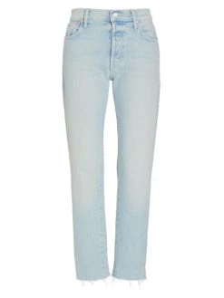 Mother The Scrapper High-Rise Stretch Fray Ankle Jeans