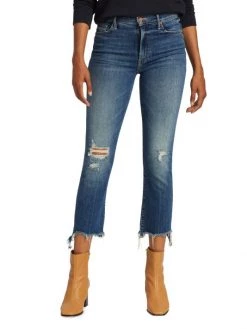Mother The Insider High-Rise Step-Hem Stretch Crop Jeans -Cheap Mother And Heron Store unnamed file 75