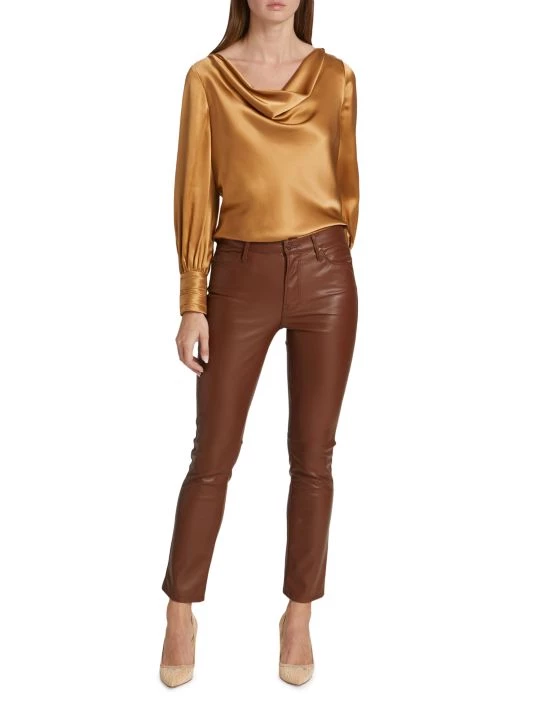 Mother The Dazzler Mid-Rise Slim Cropped Faux-Leather Ankle Jeans 4 Mother The Dazzler Mid-Rise Slim Cropped Faux-Leather Ankle Jeans - Image 2