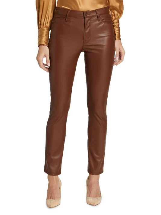 Mother The Dazzler Mid-Rise Slim Cropped Faux-Leather Ankle Jeans 5 Mother The Dazzler Mid-Rise Slim Cropped Faux-Leather Ankle Jeans - Image 3