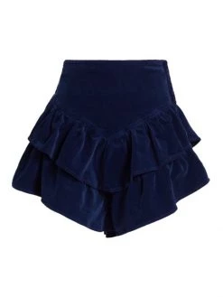 Mother Ruffled Corduroy Miniskirt