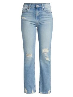 Mother High-Waisted Rider Slim Distressed Jeans