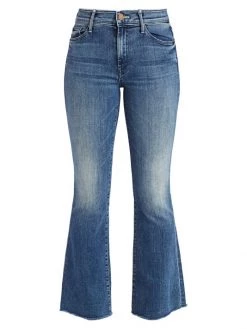 Mother The Weekender Mid-Rise Flare Fray Hem Jeans