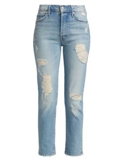 Mother Trickster Mid-Rise Stretch Straight-Leg Ankle Jeans