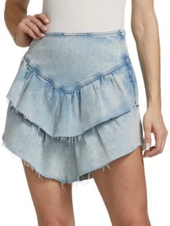 Mother The Ruffle Tiered Denim Miniskirt -Cheap Mother And Heron Store unnamed file 936