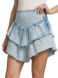 Mother The Ruffle Tiered Denim Miniskirt -Cheap Mother And Heron Store unnamed file 937