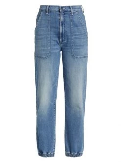 Mother Wrapper Patch Springy High-Rise Stretch Ankle Jeans