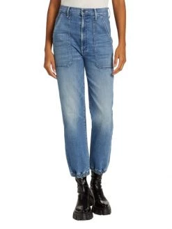 Mother Wrapper Patch Springy High-Rise Stretch Ankle Jeans -Cheap Mother And Heron Store unnamed file 957