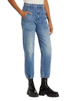 Mother Wrapper Patch Springy High-Rise Stretch Ankle Jeans -Cheap Mother And Heron Store unnamed file 958