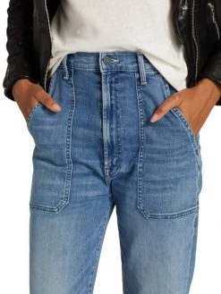 Mother Wrapper Patch Springy High-Rise Stretch Ankle Jeans -Cheap Mother And Heron Store unnamed file 960