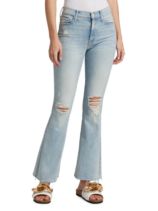 Mother The Weekender Fray Mid-Rise Distressed Stretch Flare Jeans 5 Mother The Weekender Fray Mid-Rise Distressed Stretch Flare Jeans - Image 3